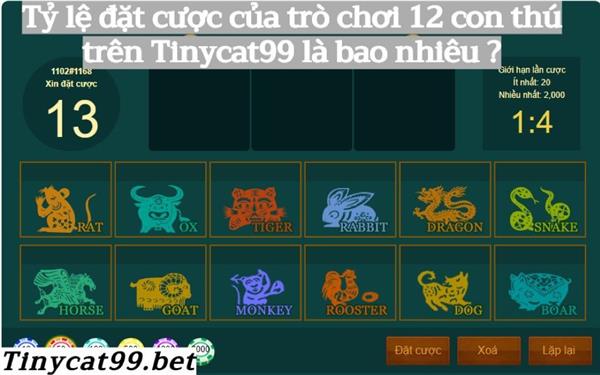 Tìm hiểu Tỷ lệ đặt cược của trò chơi 12 con thú trên Tinycat99 là bao nhiêu ?